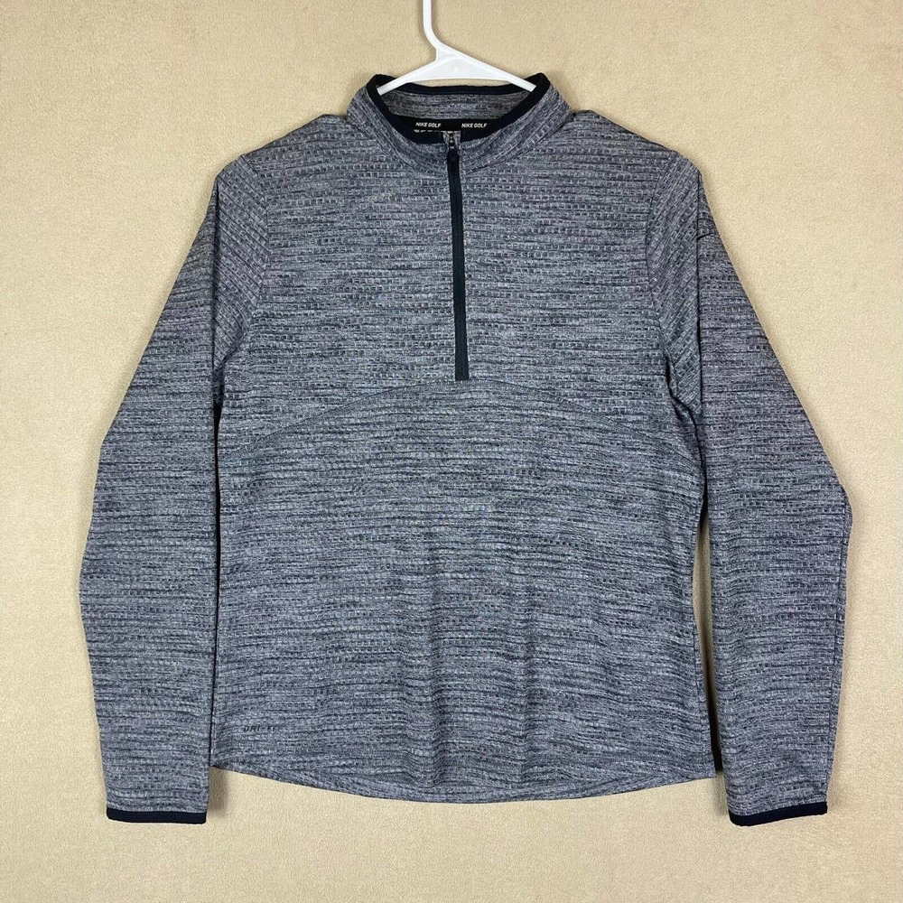 Nike Golf Dry Fit 1/4 Zip Long Sleeve Top Womens XL Gray Stretch Athletic Fit